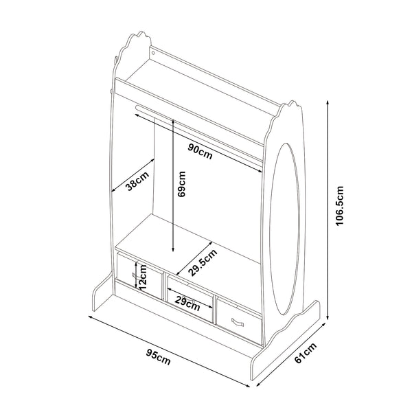 Børnegarderobe Moskenes 107x95x61 cm Hvid [en.casa]