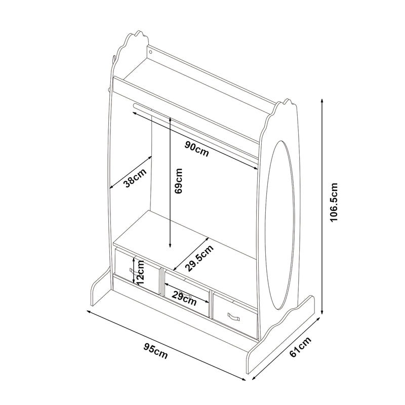 Målskitse Børnegarderobe Moskenes 107x95x61 cm Hvid [en.casa]