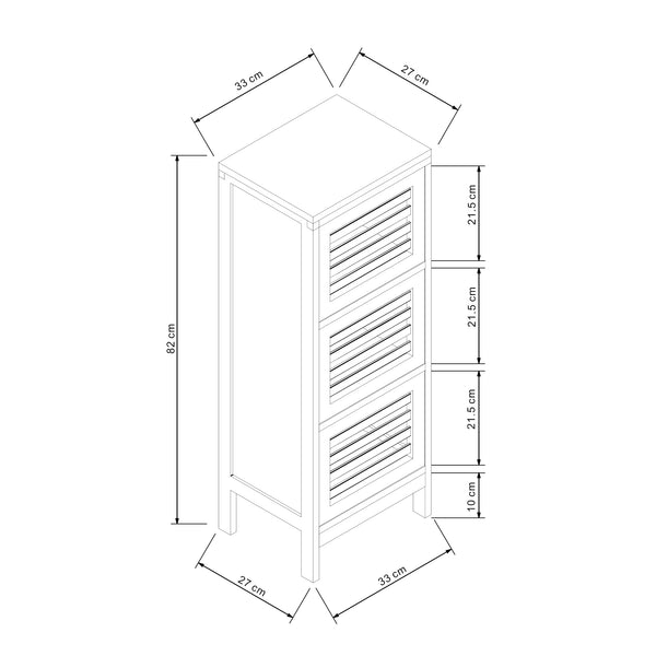 Sideskab med 3 døre Ypäjä 82x33x27 cm bambus [en.casa].