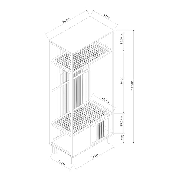 Knagerække Ypäjä 187x80x47 cm bambus [en.casa].