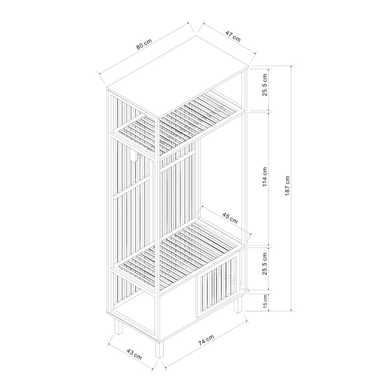 Målskitse Knagerække Ypäjä 187x80x47 cm bambus [en.casa].