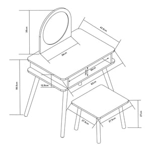 Børnepuslebord med skammel Ovanåker hvid/natur [en.casa]