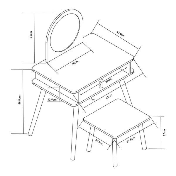 Børnepuslebord med skammel Ovanåker hvid/natur [en.casa]
