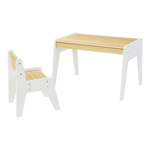 Børneskrivebord med stol Skinnskatteberg træ/hvid [en.casa].