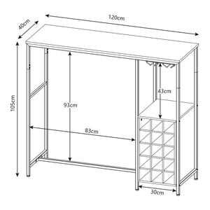 Bartisch Trøndelag 120x40x105 cm med vinreol til 15 flasker [en.casa]
