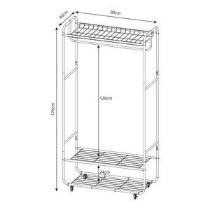 Rullbar garderobestativ Vestvågøy 176x90x40 cm Sort [en.casa]