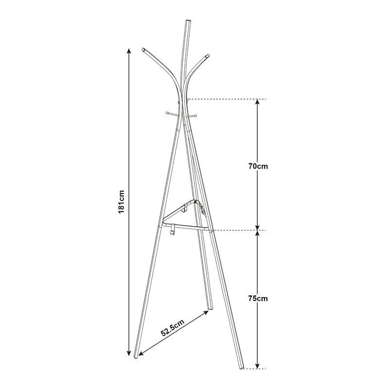 Målskitse Garderobestativ Vevelstad 181x52,5x52,5 cm stål [en.casa]
