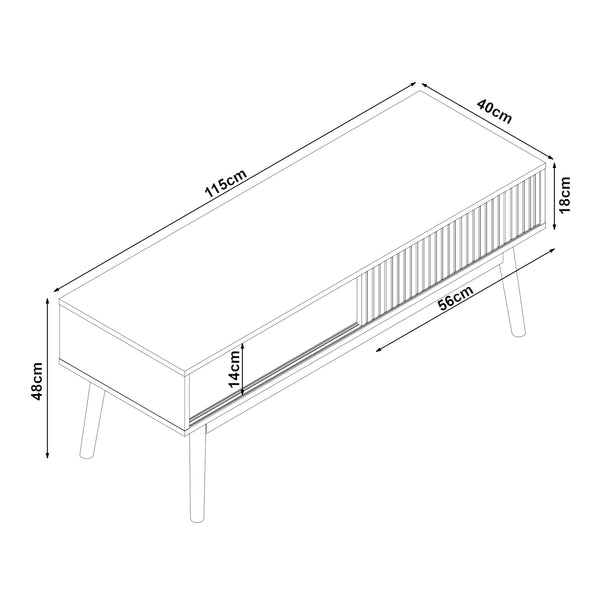TV-møbel Landskrona 115x40x48 cm med to skydedøre i egetræslook [en.casa]