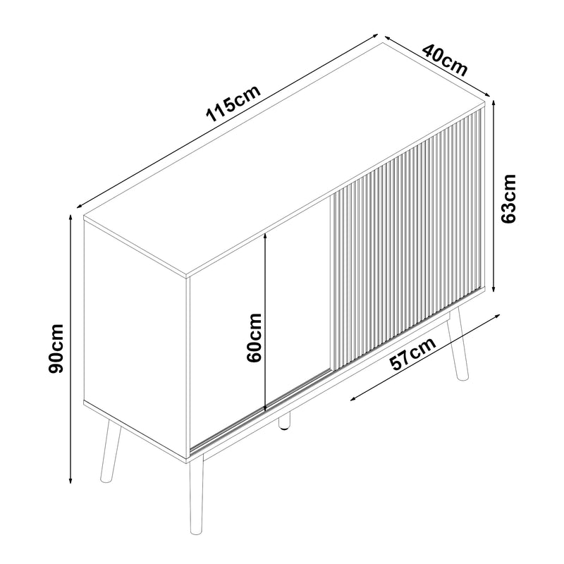 Målskitse Skænk Landskrona 115x40x90 cm egetræslook [en.casa].