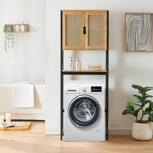 Toiletskab Tervola 172x63x27 cm sort/bambus [en.casa]