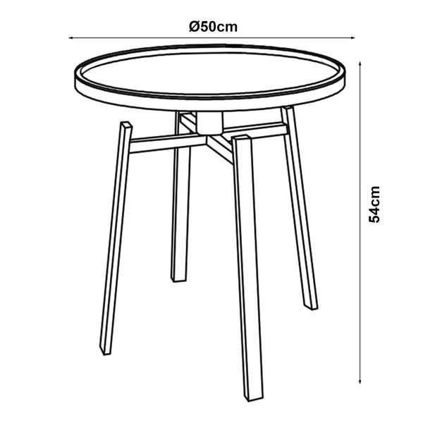 Sidebord Mippeena 54xØ50 cm sort/valnød [en.casa]