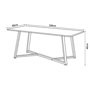 Sofabord Riskiften 120x60x48 cm marmorlook, sort [en.casa]