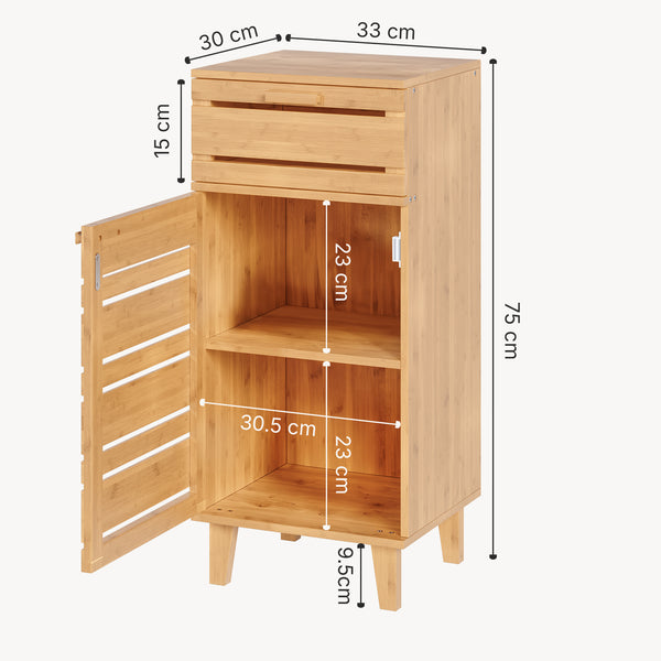 Badeværelsesskab Epind 75x33x30 cm naturlig bambus [en.casa]