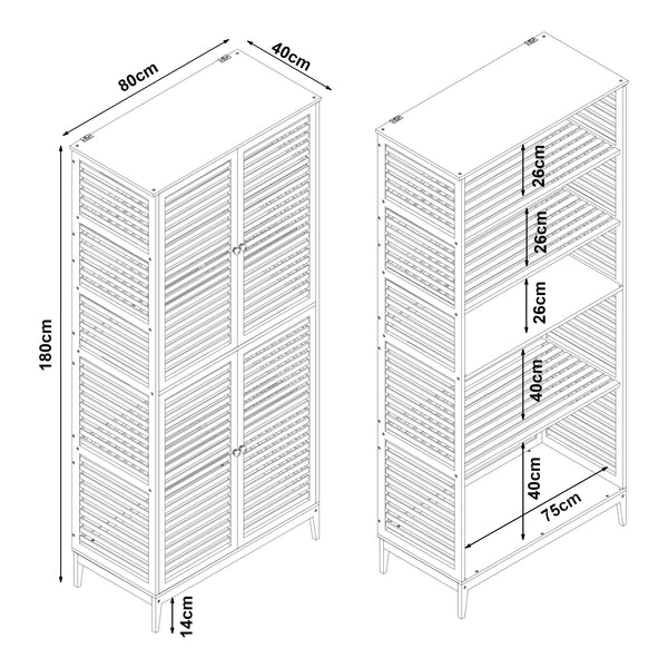 Badeværelsesskab Raurgela 180x80x40 cm bambus [en.casa]