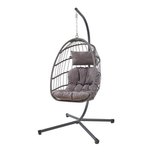 Hængestol Edeng med stel 196x110x95 cm Grå [en.casa]
