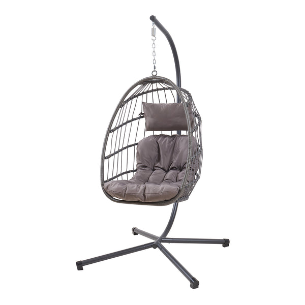 Hængestol Edeng med stel 196x110x95 cm Grå [en.casa]