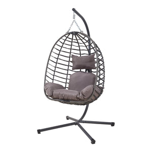 Kandsvas hængestol med stel 198x110x95 cm grå [en.casa]