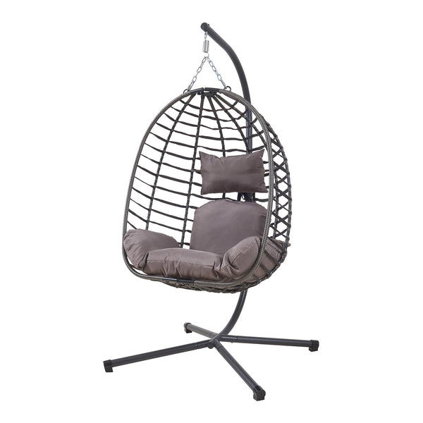 Kandsvas hængestol med stel 198x110x95 cm grå [en.casa]