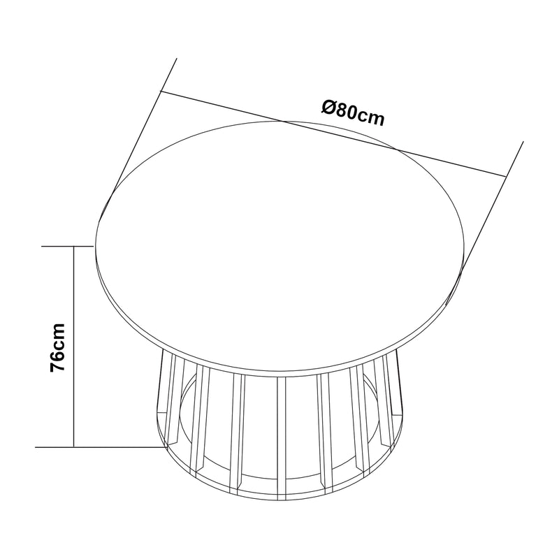 Målskitse Lensuu spisebord 76x Ø80 cm [en.casa]