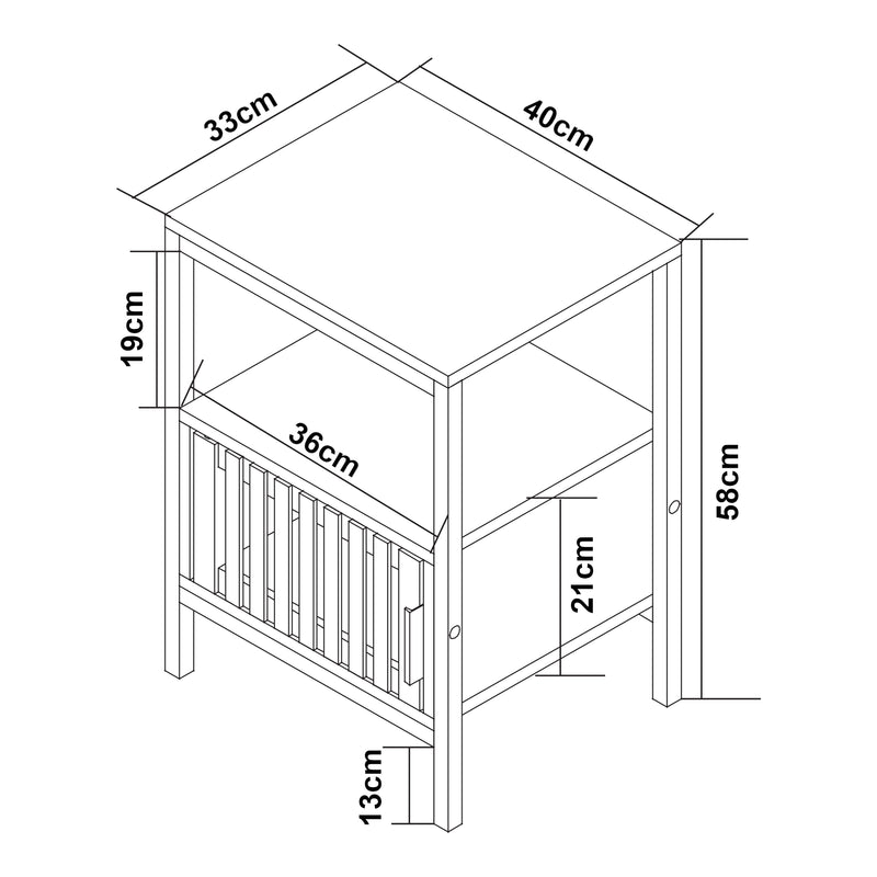 Målskitse Sengebord Luniehti 58x40x33 cm sort/natur [en.casa]