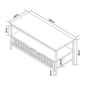 Sofabord Luniehti 100x40x48 cm sort/natur [en.casa]