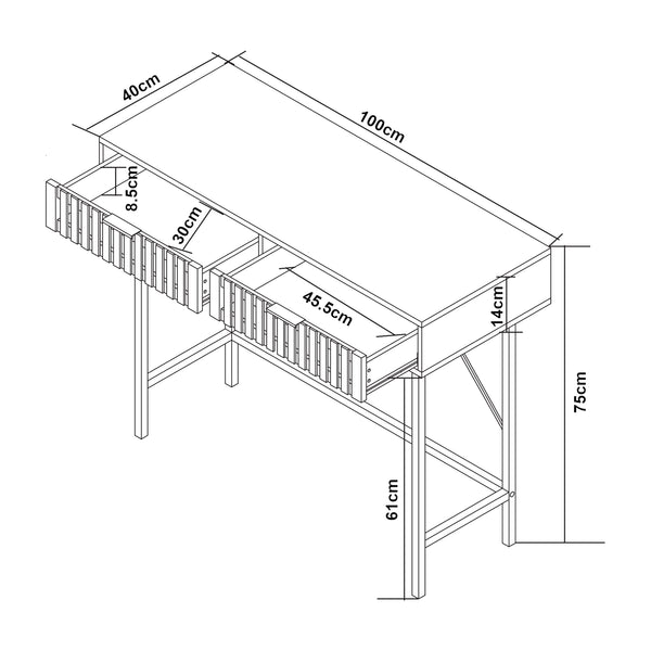 Konsolbord Luniehti 100x40x75 cm sort/natur [en.casa]