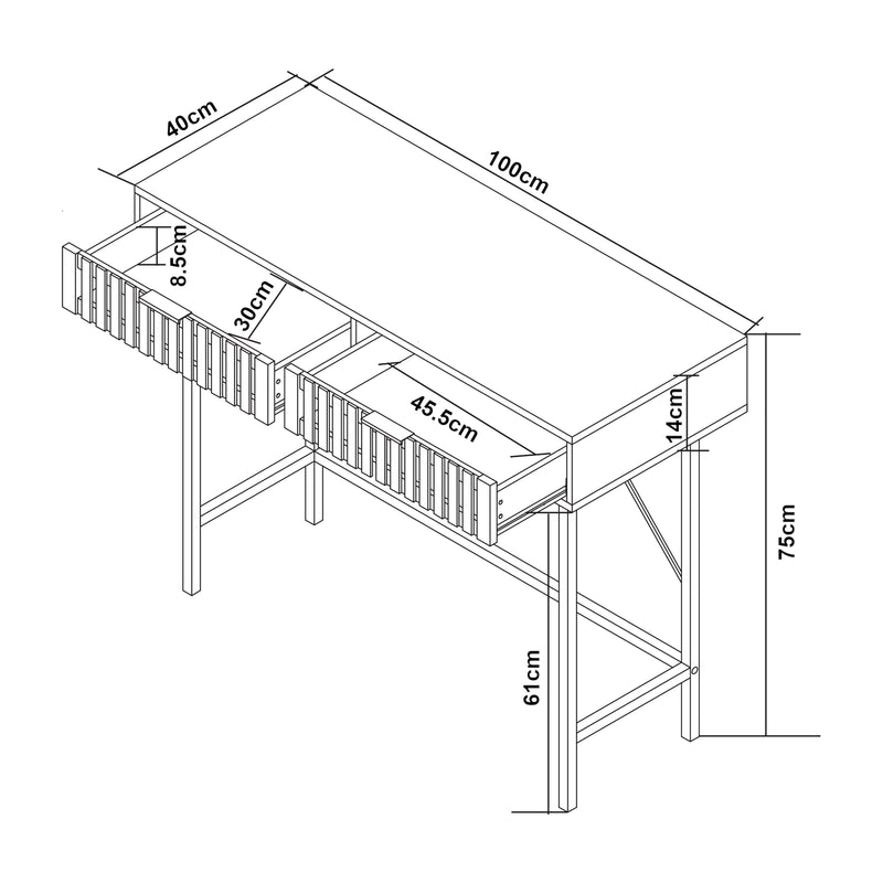 Målskitse Konsolbord Luniehti 100x40x75 cm sort/natur [en.casa]