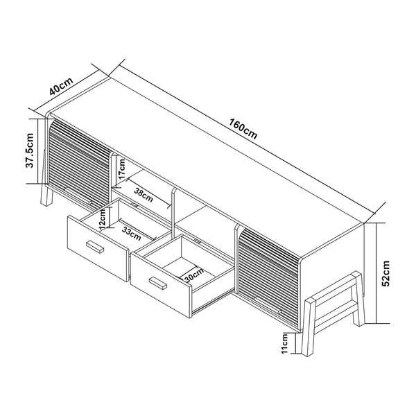 TV-møbel Kvaefjord 160x40x52 cm hvid/grå [en.casa]