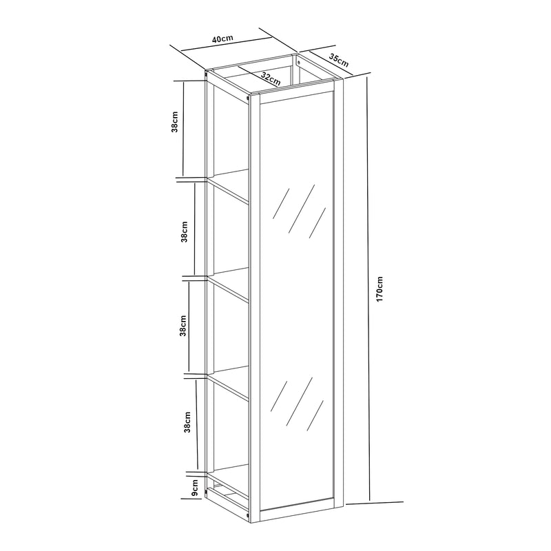 Målskitse Spejlhylde As 170x40x35 cm bambus [en.casa]