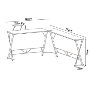 Yremso L-formet skrivebord 122x122x98 cm sort [en.casa]