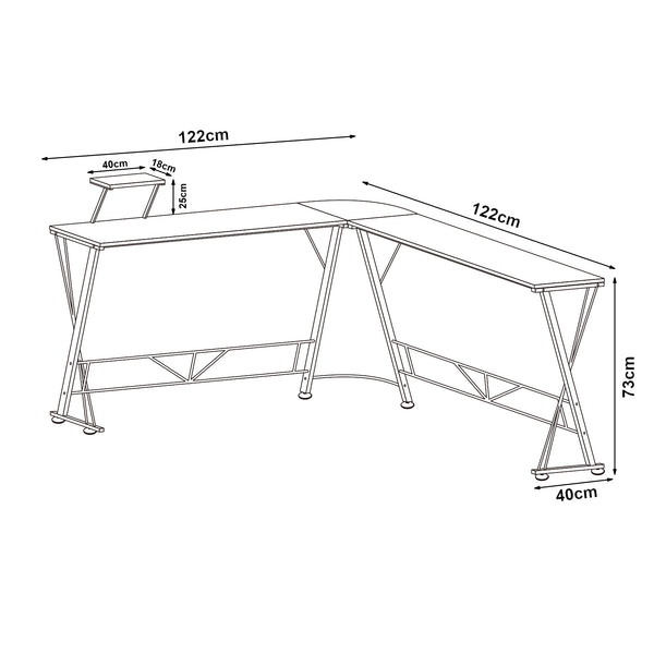 Yremso L-formet skrivebord 122x122x98 cm sort [en.casa]