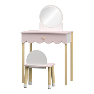 Børnesminkebord med stol Vestnes Cotton Candy/White [en.casa]