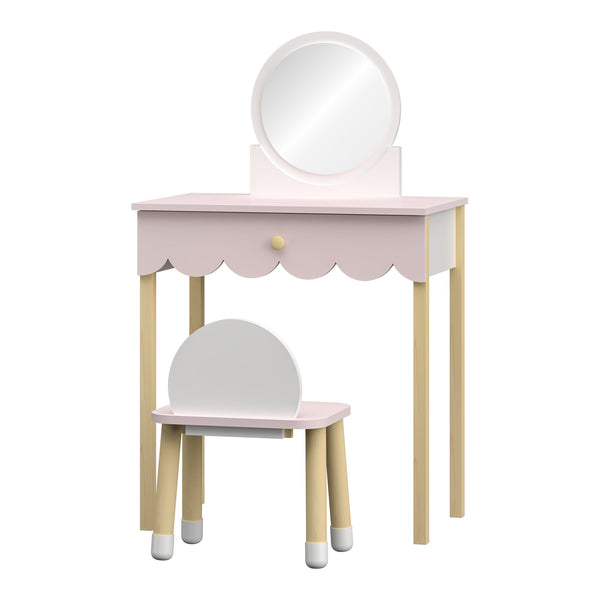 Børnesminkebord med stol Vestnes Cotton Candy/White [en.casa]