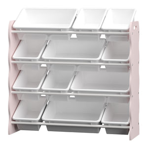 Børnehylde Vestnes med 12 opbevaringsbokse 78x86x27 cm Cotton Candy/White [en.casa]