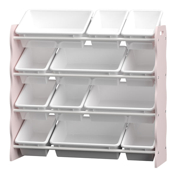 Børnehylde Vestnes med 12 opbevaringsbokse 78x86x27 cm Cotton Candy/White [en.casa]