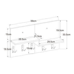 Botaruvn vægknagerække med 2 hylder 34x59x13 cm Beige/hvid [en.casa]