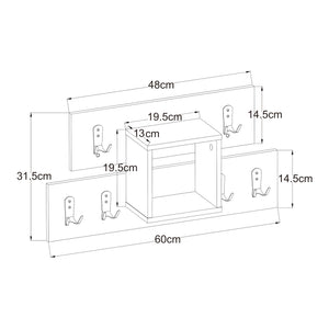 Vægknagerække Vänd med hylde 32x60x14 cm Hvid [en.casa]