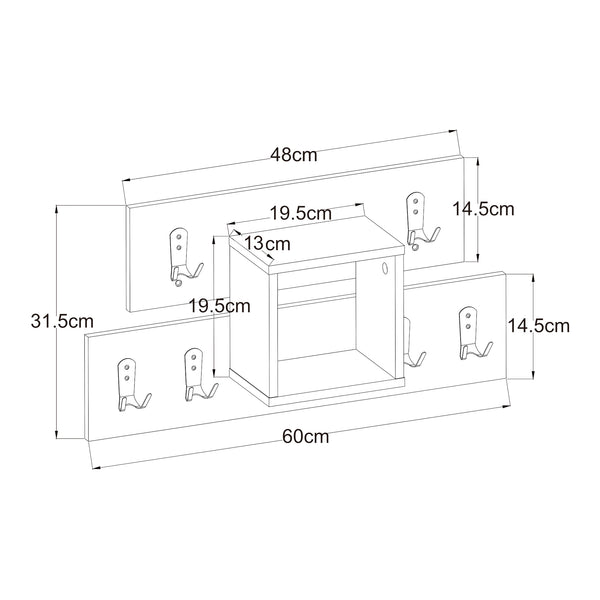Vægknagerække Vänd med hylde 32x60x14 cm Hvid [en.casa]