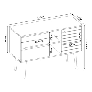 TV-skab Vare 100x40x66 cm hvid/gul [en.casa]