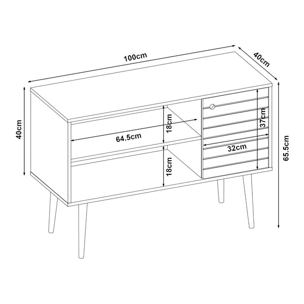 TV-skab Vare 100x40x66 cm hvid/gul [en.casa]
