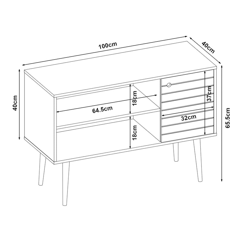 Målskitse TV-skab Vare 100x40x66 cm hvid/gul [en.casa]
