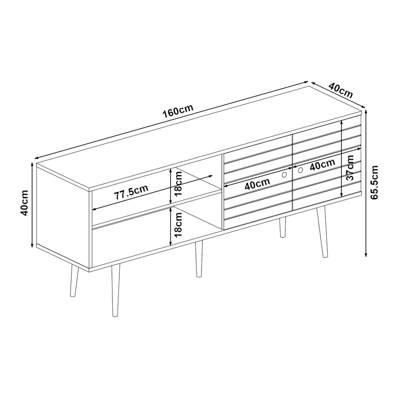 Målskitse TV-skab Vare 160x40x66 cm sort [en.casa]