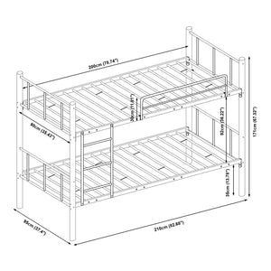 Berimma køjeseng i metal 90x200 cm sort [en.casa]
