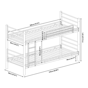 Metal køjeseng Bevapis 90x200 cm sort [en.casa]