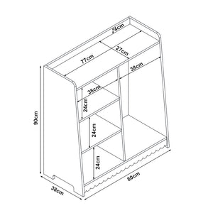 Børnegarderobe Vestnes 90x80x38 cm Cotton Candy/White [en.casa]
