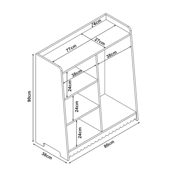Børnegarderobe Vestnes 90x80x38 cm Cotton Candy/White [en.casa]