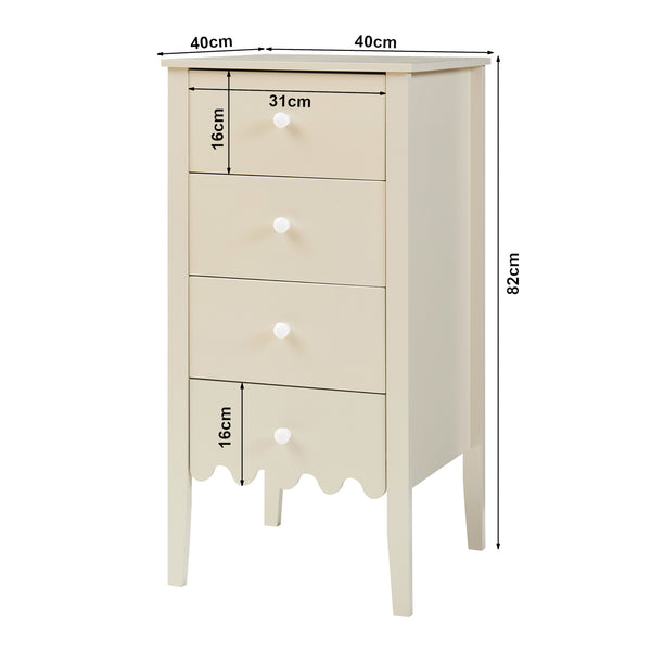 Luspoo kommode med 4 skuffer 82x40x40 cm cremehvid [en.casa]