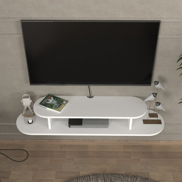 Hængende tv-hylde Targema 120x30x16 cm Hvid [en.casa]
