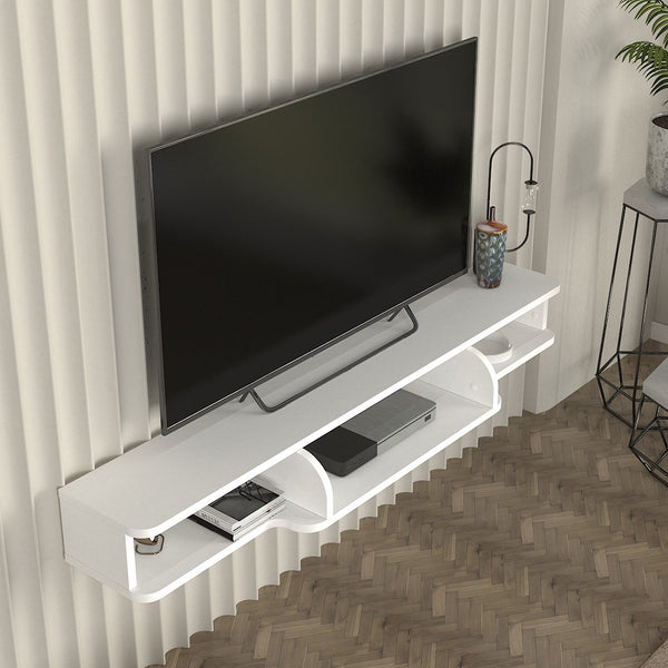 Hængende TV-lowboard Aar 135x30x16 cm Hvid [en.casa]