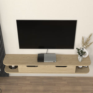 Hængende TV-lavtavle Karjali 150x30x19 cm egetræslook [en.casa]